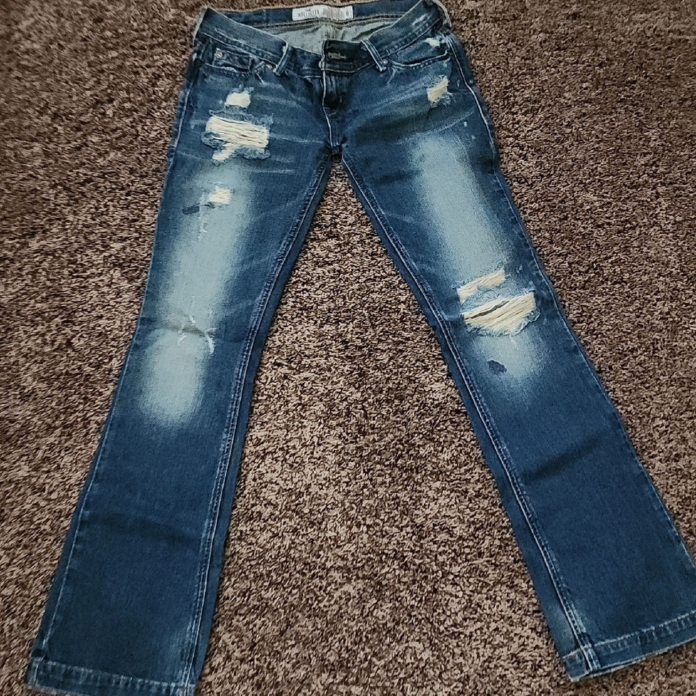 Hollister Blue Flare Distressed Jeans